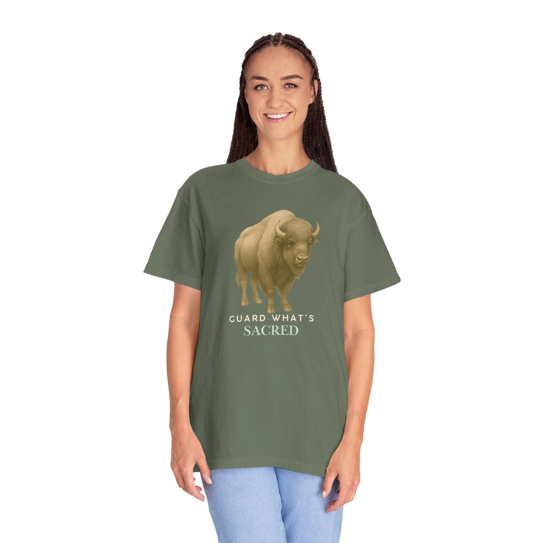 Guard What's Sacred – Bison | Connected & Compassionate | Sketch Series by Pure Perspective App | Eco Friendly Graphic Tee