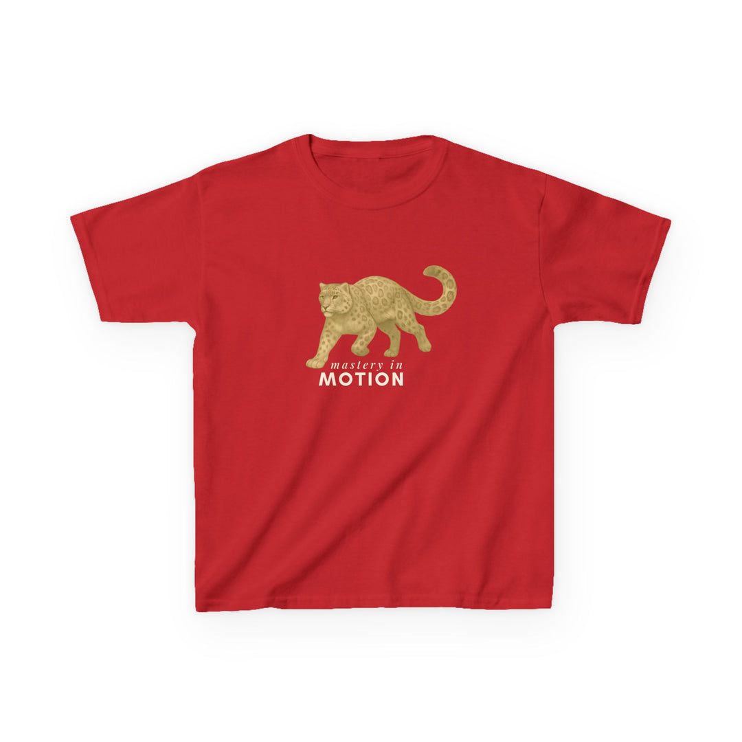 Kids Snow Leopard Tee | Mastery In Motion says "Practice Makes You Great" | Sketch Design | Eco-Conscious | Patient & Peaceful