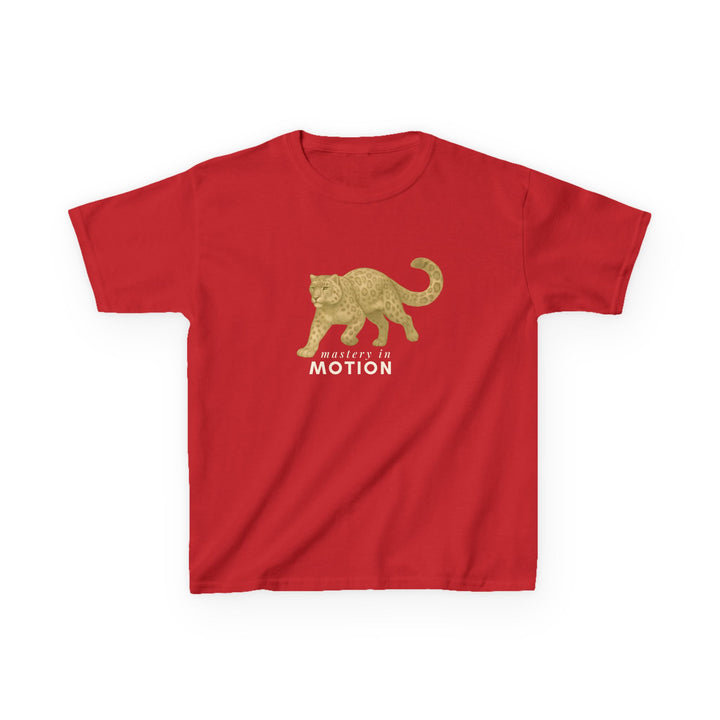 Kids Snow Leopard Tee | Mastery In Motion says "Practice Makes You Great" | Sketch Design | Eco-Conscious | Patient & Peaceful