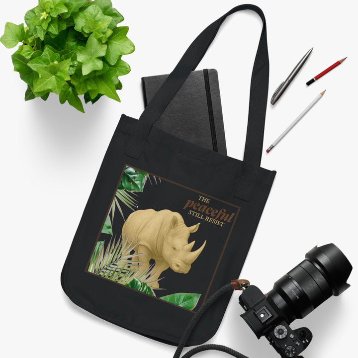 Rhino Art Organic Canvas Tote Bag, Eco-Friendly Tote, Funny Gift Bag, Cute Animal Print, Sustainable Shopping Bag
