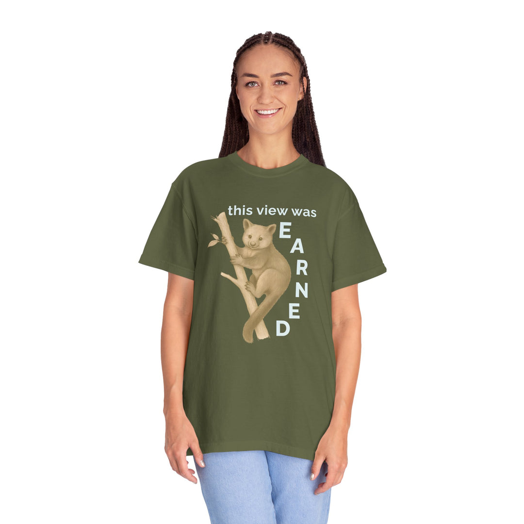 This View Was Earned – Tree Kangaroo | Joyful & Playful | Sketch Series by Pure Perspective | Eco Friendly Graphic Tee