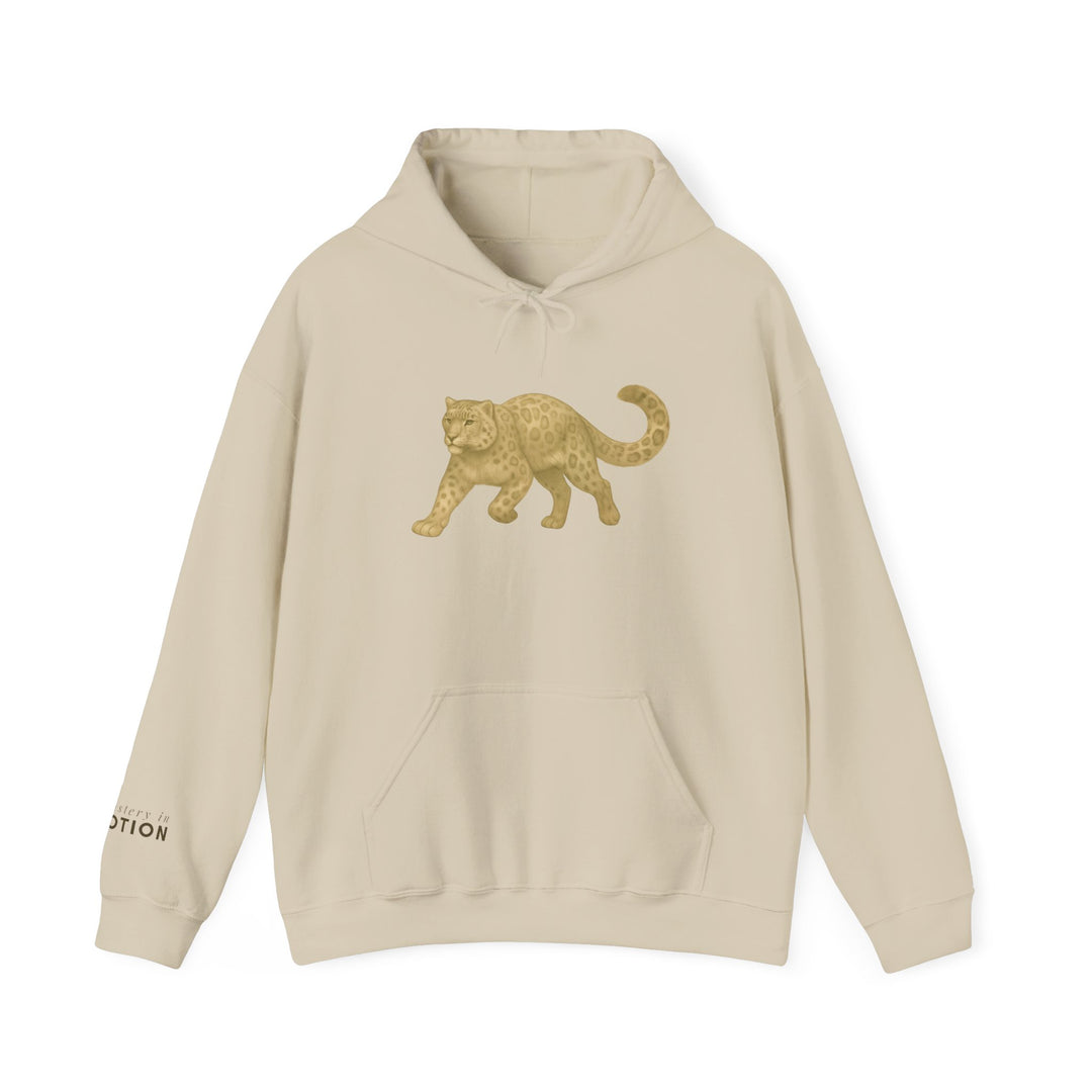 Mastery in Motion – Snow Leopard Edition | Patient & Peaceful Series | Unisex Heavy Blend™ Hooded Sweatshirt | Eco-Friendly Apparel
