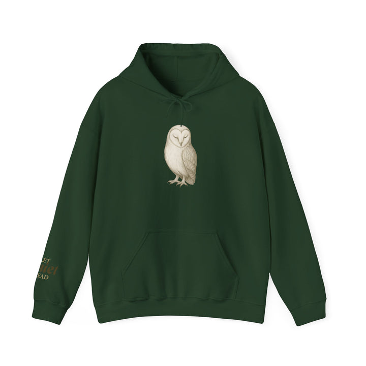 Let Quiet Lead – Barn Owl Edition | Calm & Centered Series | Unisex Heavy Blend™ Hooded Sweatshirt | Eco-Friendly Apparel
