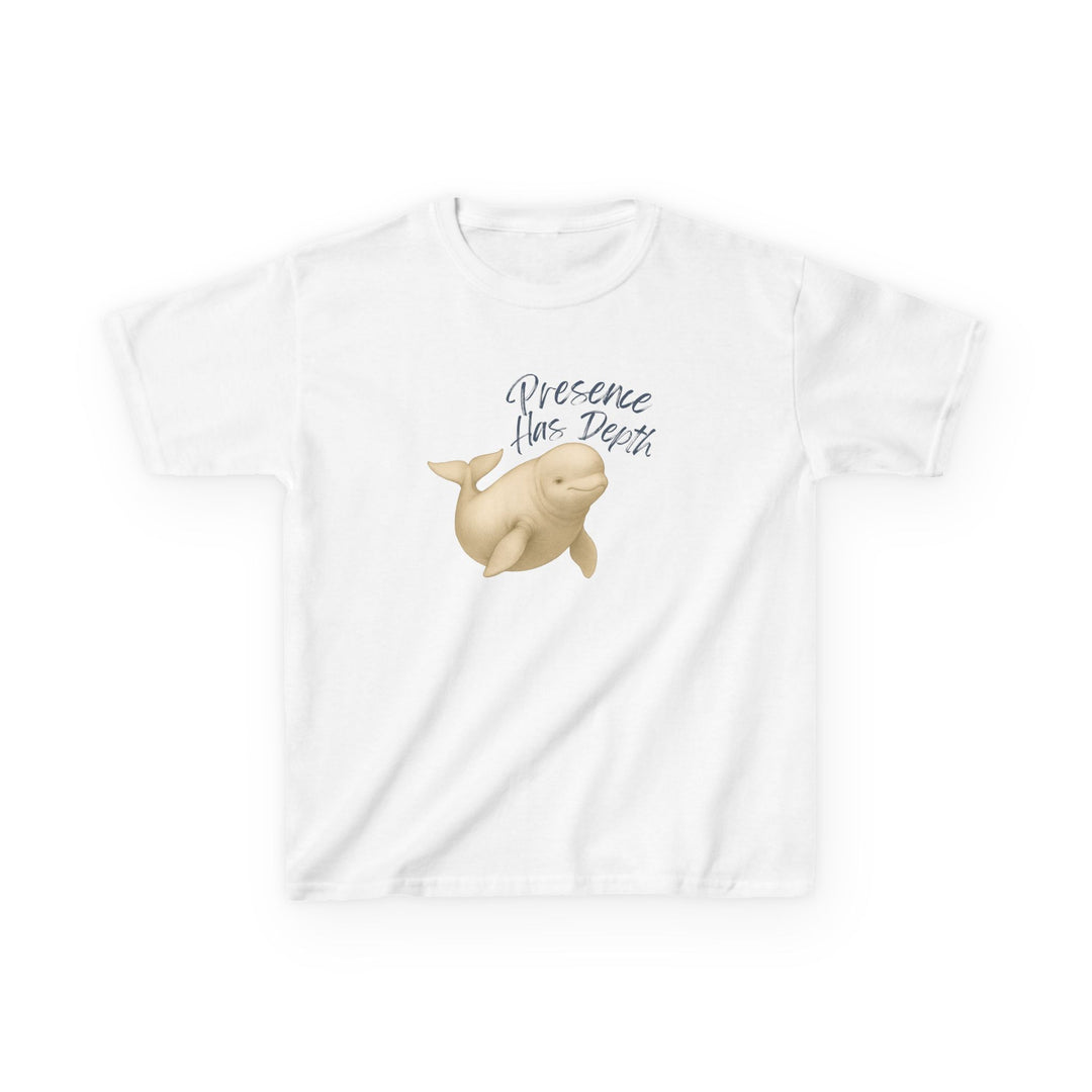 Kids Beluga Whale Tee | "Be Present" | Sketch Design | Eco-Conscious | Grounded & Gentle