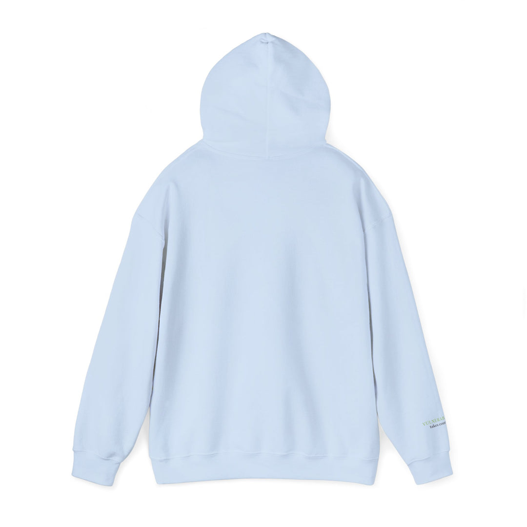 Vulnerability Takes Courage – Glass Frog Butterfly Edition | Hopeful & Healing Series | Unisex Heavy Blend™ Hooded Sweatshirt | Eco-Friendly Apparel