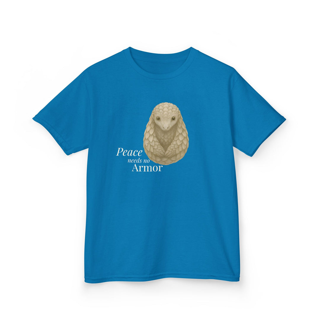 Kids Pangolin Tee | "Peace Needs No Armor" | Sketch Design | Eco-Conscious | Calm & Centered