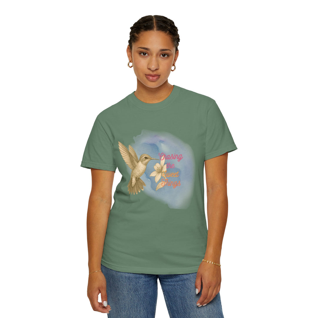 Chasing the Sweet Things – Hummingbird | Hopeful & Healing | Sketch Series by Pure Perspective | Eco Friendly Graphic Tee