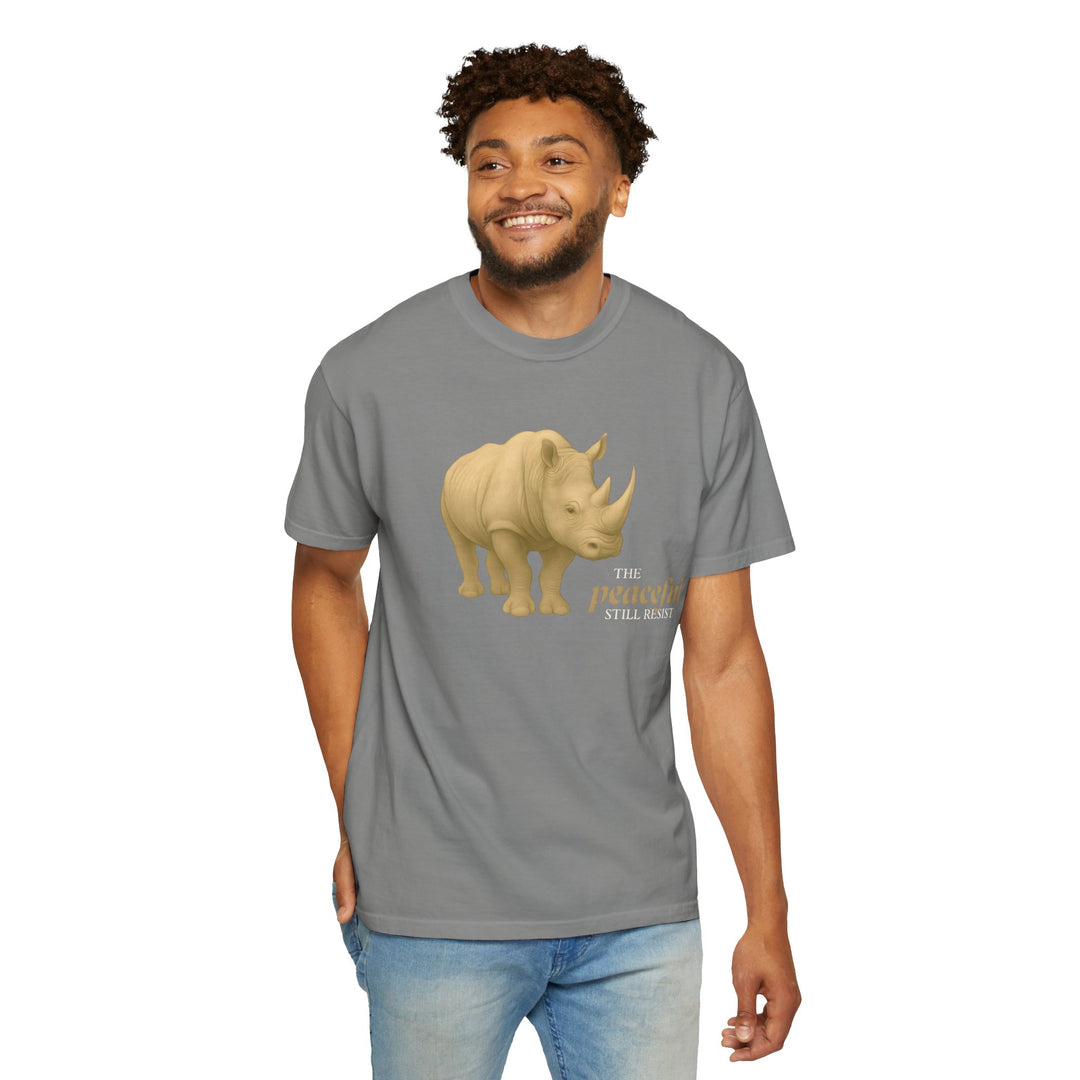 The Peaceful Still Resist – Rhino Edition | Patient & Peaceful | Sketch Series by Pure Perspective | Eco Friendly Graphic Tee