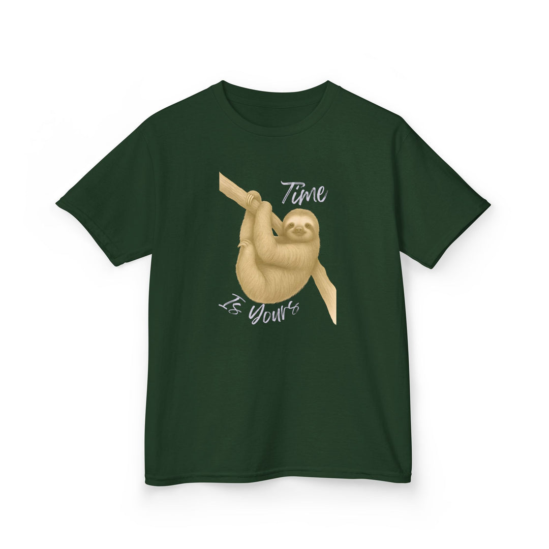 Kids Sloth Tee | "Time is Yours" | Sketch Design | Eco-Conscious | Patient & Peaceful