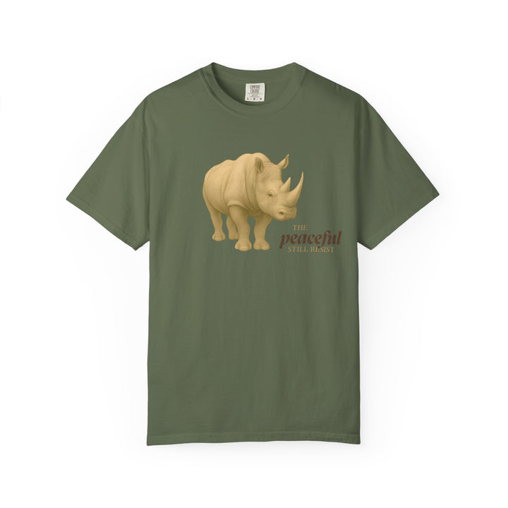 The Peaceful Still Resist – Rhino Edition | Patient & Peaceful | Sketch Series by Pure Perspective | Eco Friendly Graphic Tee
