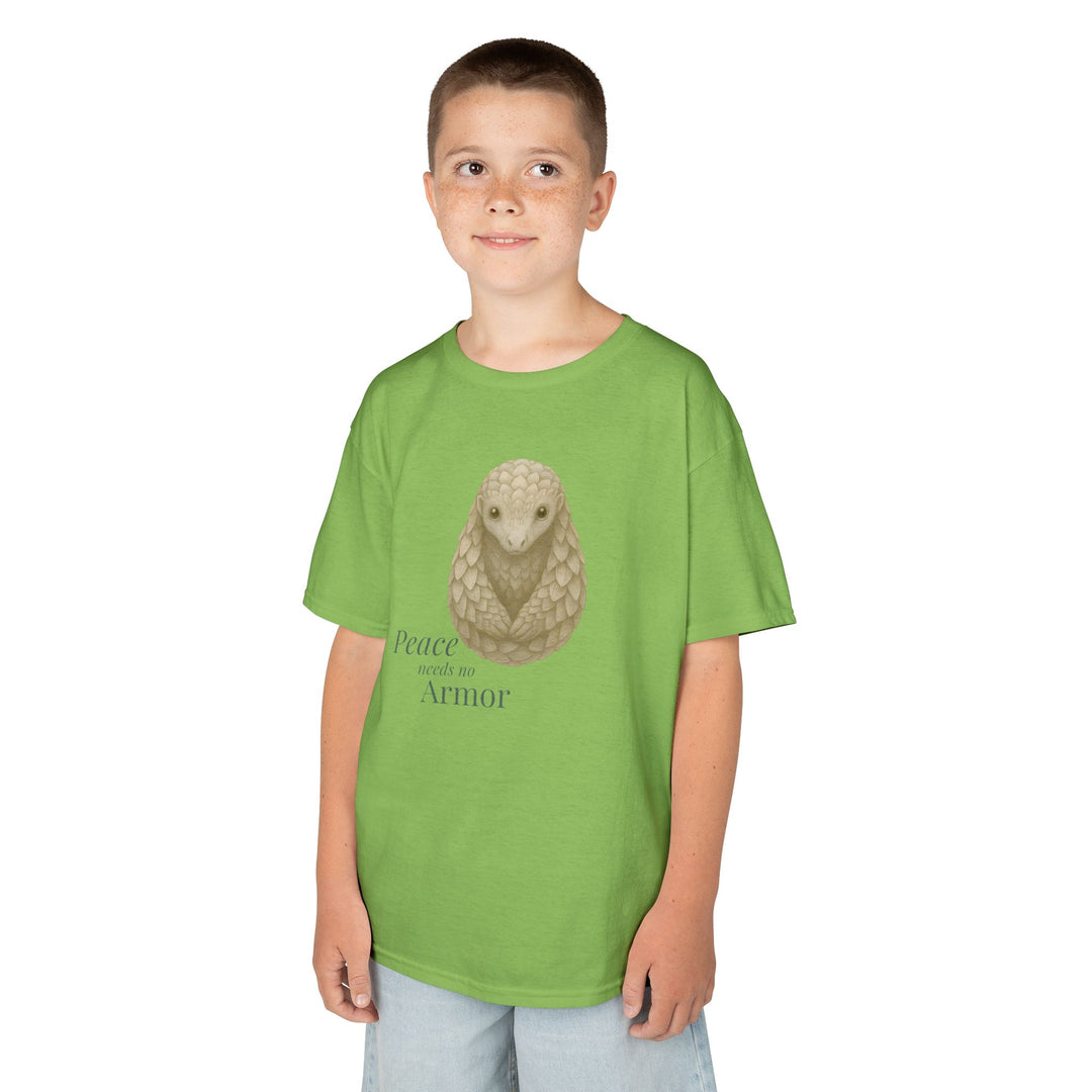 Kids Pangolin Tee | "Peace Needs No Armor" | Sketch Design | Eco-Conscious | Calm & Centered