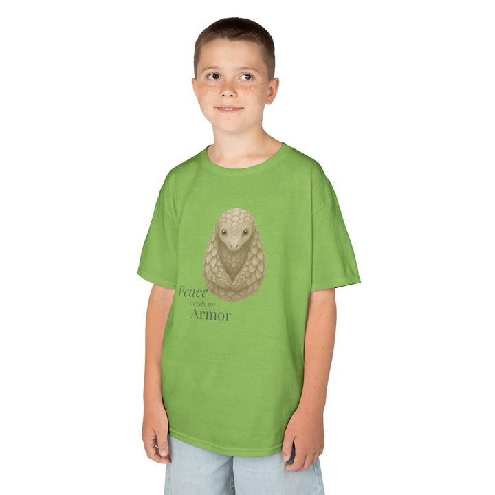 Kids Pangolin Tee | "Peace Needs No Armor" | Sketch Design | Eco-Conscious | Calm & Centered