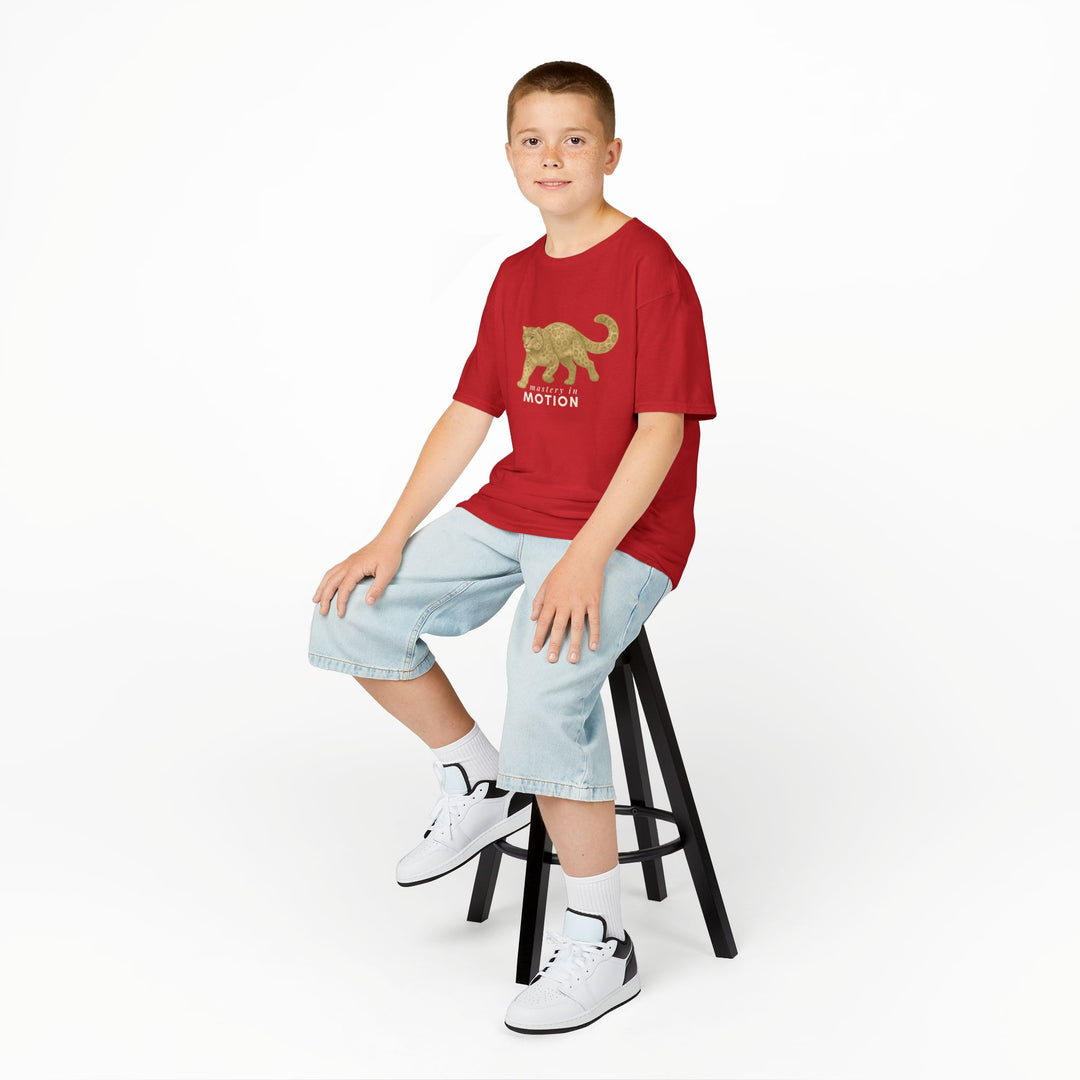 Kids Snow Leopard Tee | Mastery In Motion says "Practice Makes You Great" | Sketch Design | Eco-Conscious | Patient & Peaceful