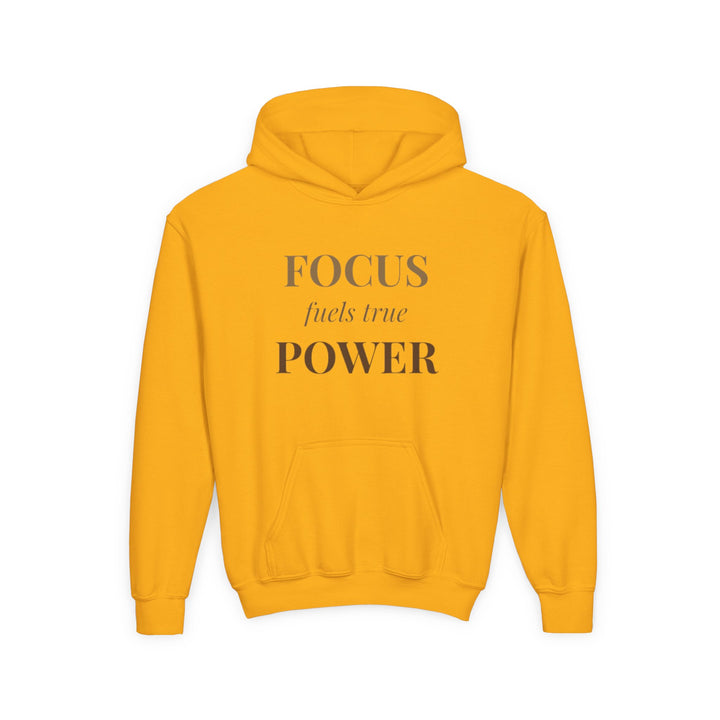 Kids Tiger "Power Through" Heavy Blend Hoodie | Front Text & Back Animal Print | Empowered & Bold | Inspirational Message