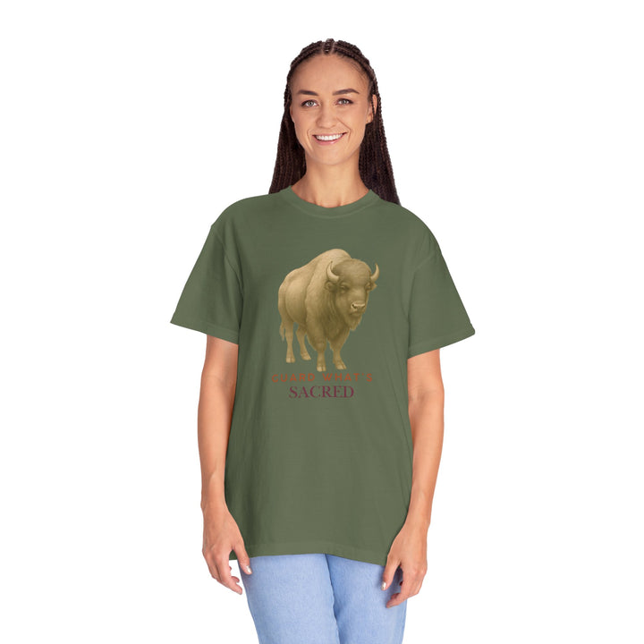 Guard What's Sacred – Bison | Connected & Compassionate | Sketch Series by Pure Perspective App | Eco Friendly Graphic Tee