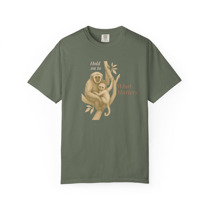 Hold on to What Matters – Gibbon | Connected & Compassionate | Sketch Series by Pure Perspective App | Eco Friendly Graphic Tee