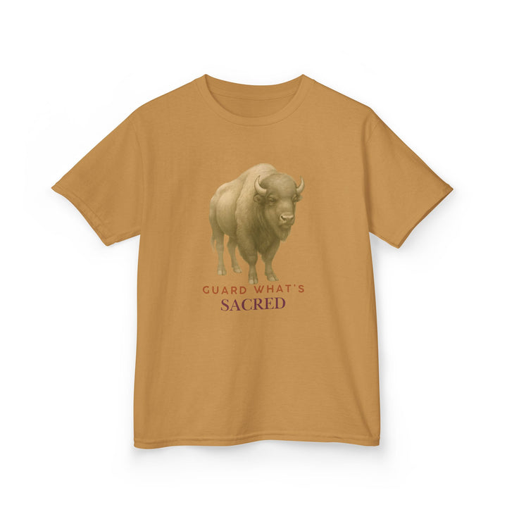 Kids Bison Tee | "Guard What's Sacred" | Sketch Design | Eco-Conscious | Connected & Compassionate