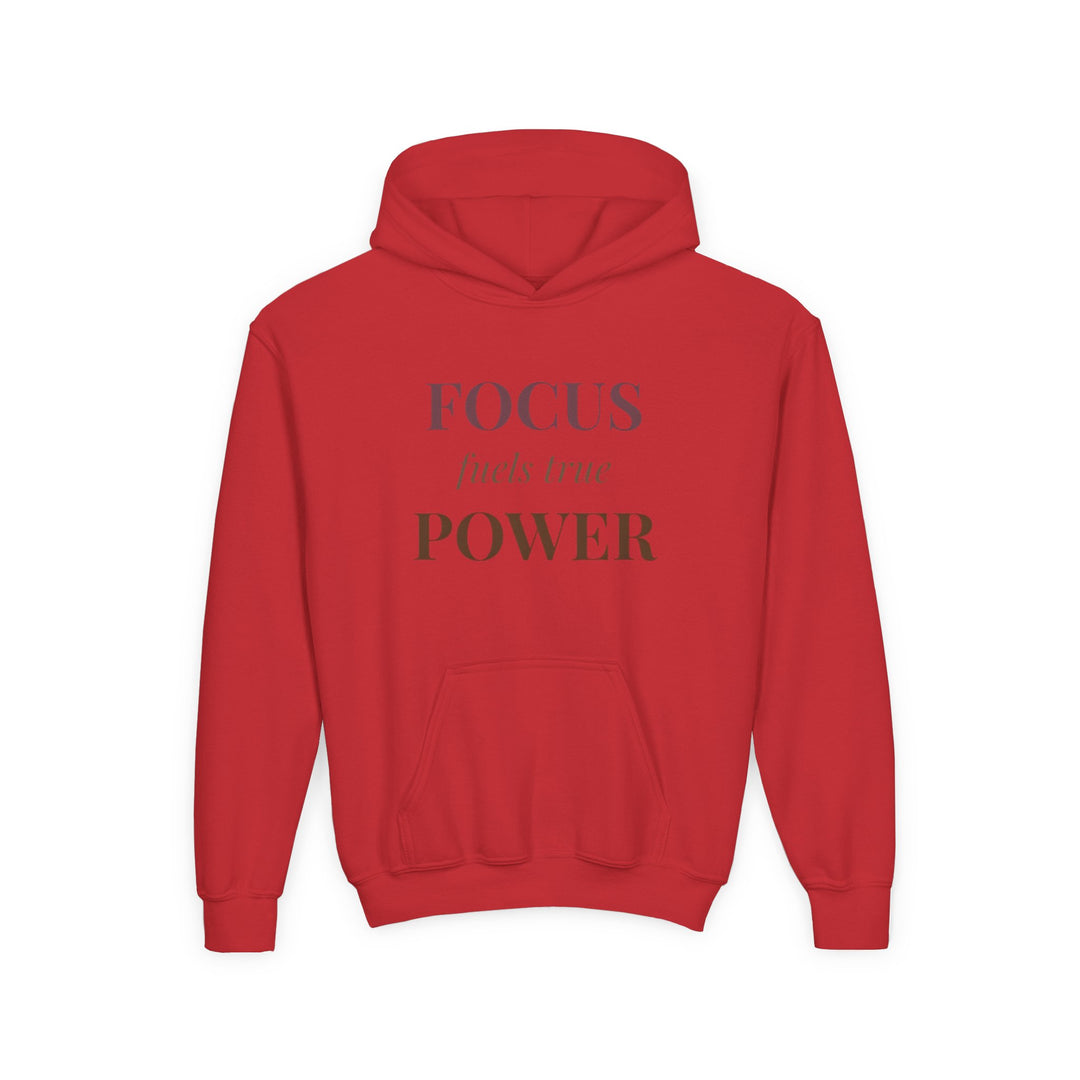Kids Tiger "Power Through" Heavy Blend Hoodie | Front Text & Back Animal Print | Empowered & Bold | Inspirational Message