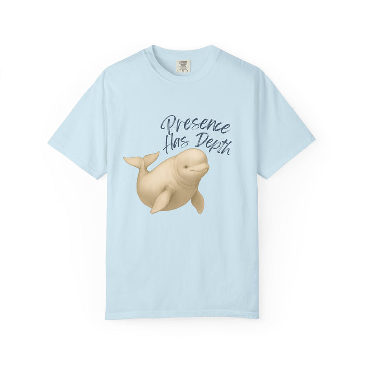 Presence Has Depth – Beluga Whale | Grounded & Gentle | Sketch Series by Pure Perspective | Eco Friendly Graphic Tee