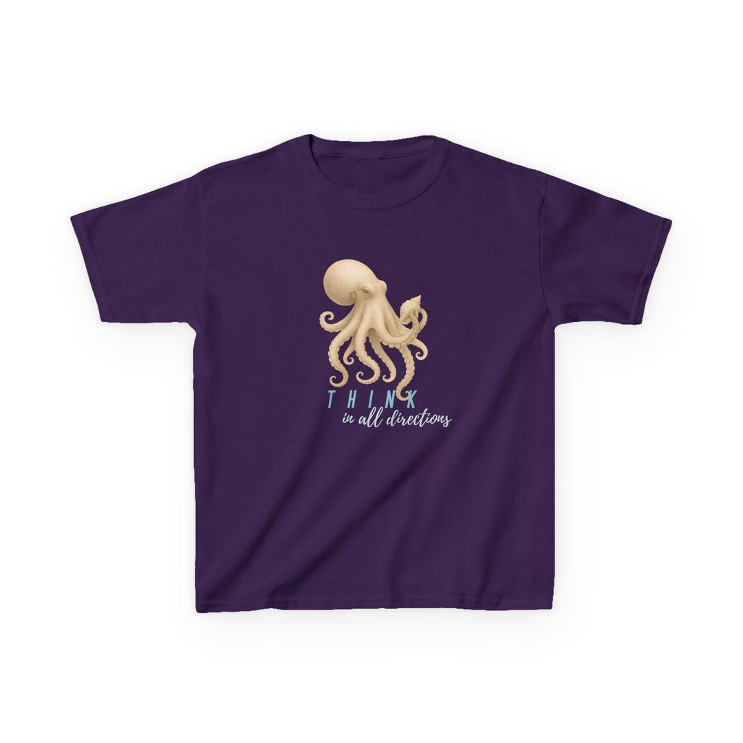 Kids Octopus Tee | "Think in All Directions" | Sketch Design | Eco-Conscious | Reflective & Wise