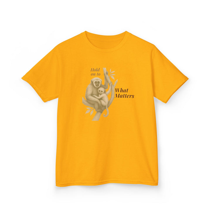 Kids Gibbon and Baby Tee | "Hold on to What Matters" | Sketch Design | Eco-Conscious | Connected & Compassionate