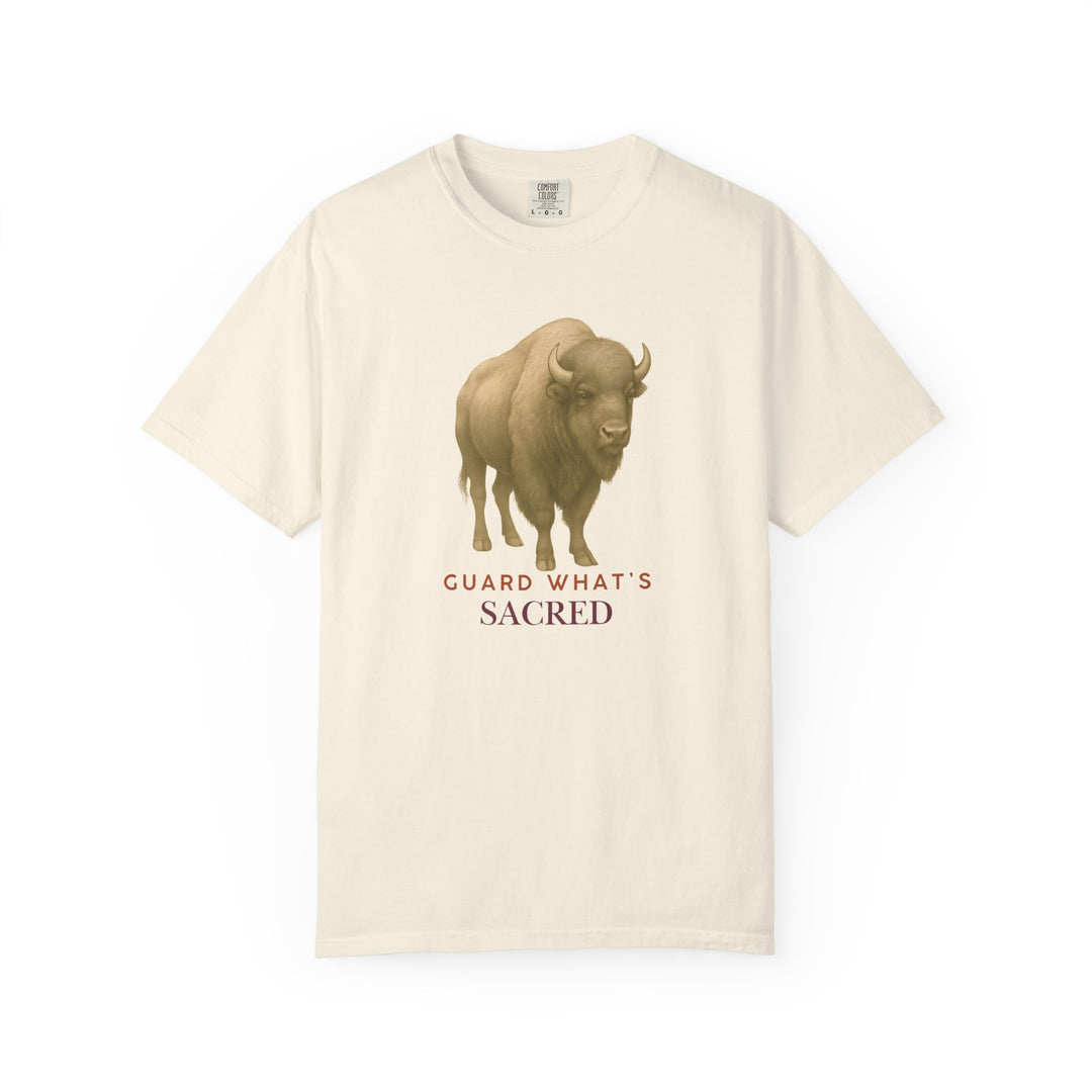 Guard What's Sacred – Bison | Connected & Compassionate | Sketch Series by Pure Perspective App | Eco Friendly Graphic Tee