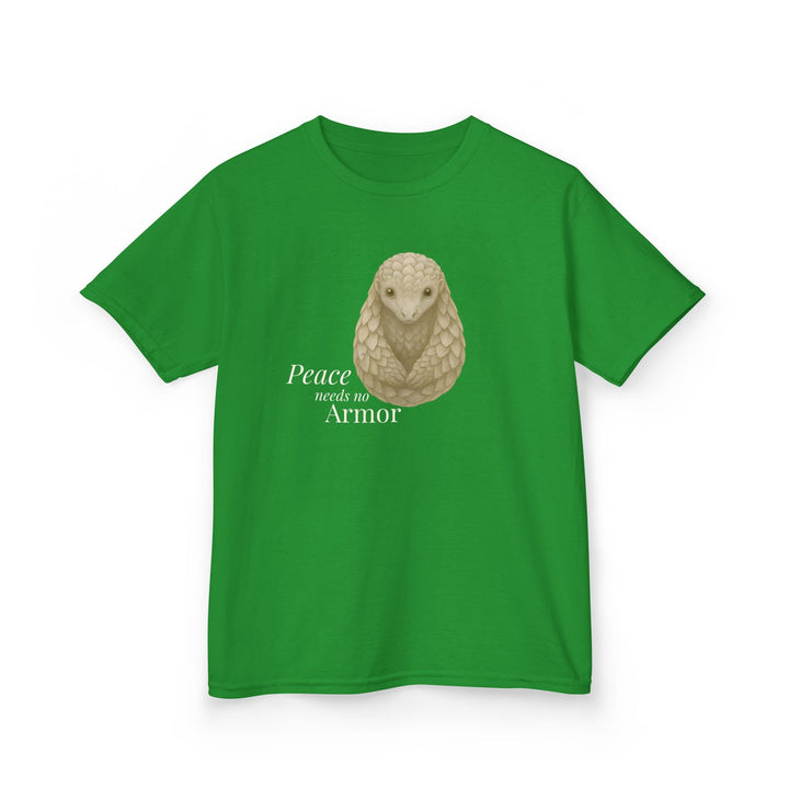 Kids Pangolin Tee | "Peace Needs No Armor" | Sketch Design | Eco-Conscious | Calm & Centered