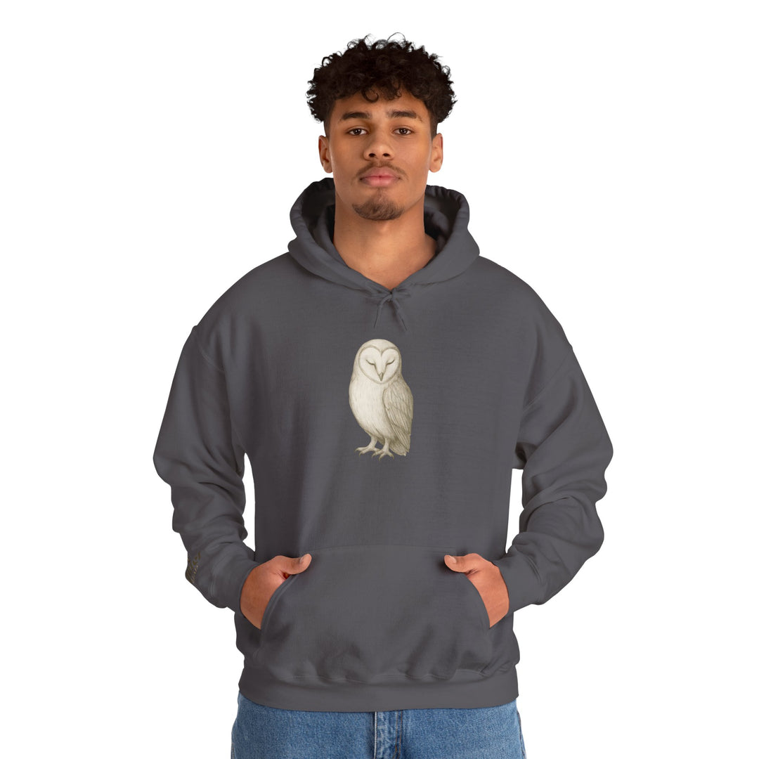 Let Quiet Lead – Barn Owl Edition | Calm & Centered Series | Unisex Heavy Blend™ Hooded Sweatshirt | Eco-Friendly Apparel