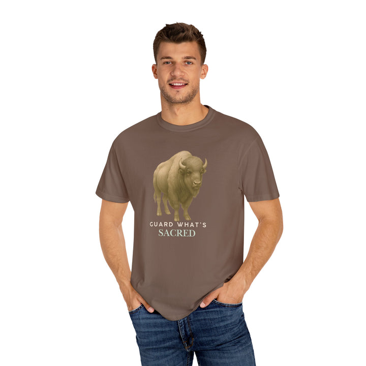 Guard What's Sacred – Bison | Connected & Compassionate | Sketch Series by Pure Perspective App | Eco Friendly Graphic Tee