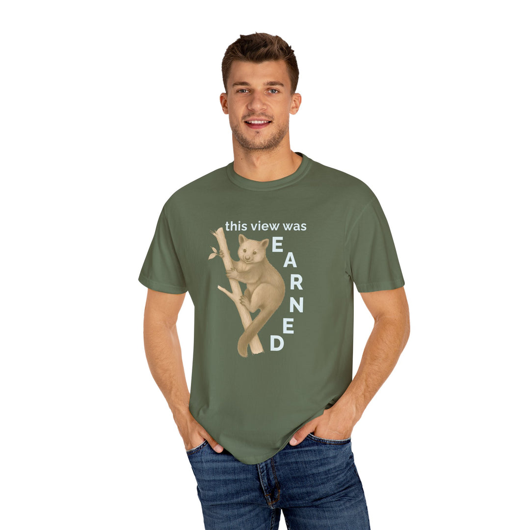 This View Was Earned – Tree Kangaroo | Joyful & Playful | Sketch Series by Pure Perspective | Eco Friendly Graphic Tee