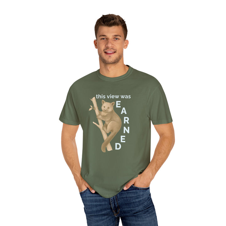 This View Was Earned – Tree Kangaroo | Joyful & Playful | Sketch Series by Pure Perspective | Eco Friendly Graphic Tee