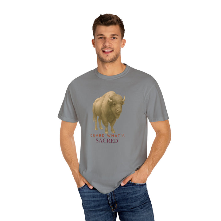 Guard What's Sacred – Bison | Connected & Compassionate | Sketch Series by Pure Perspective App | Eco Friendly Graphic Tee