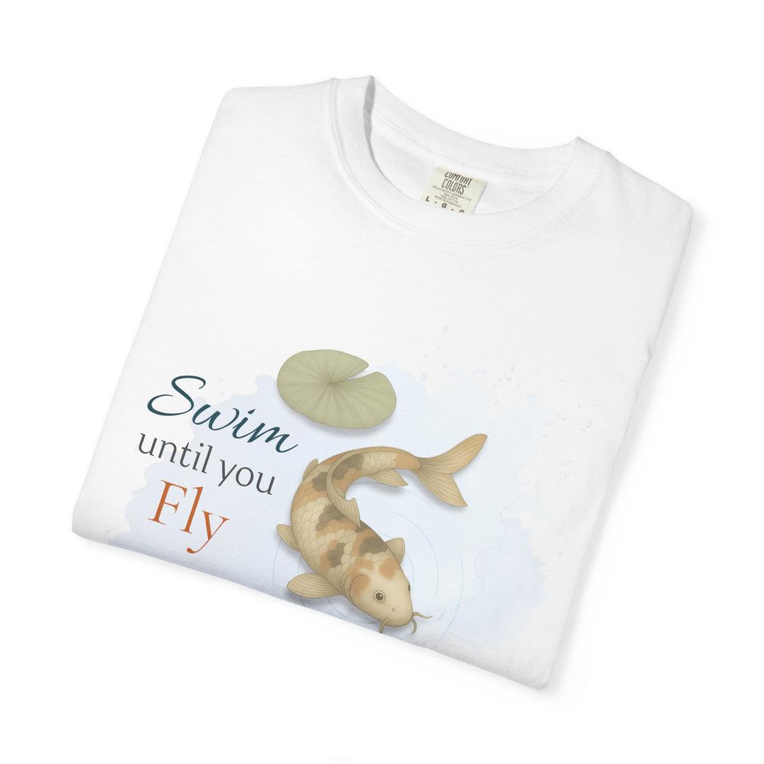 Swim Until You Fly – Koi Fish | Hopeful & Healing | Sketch Series by Pure Perspective App | Eco Friendly Graphic Tee