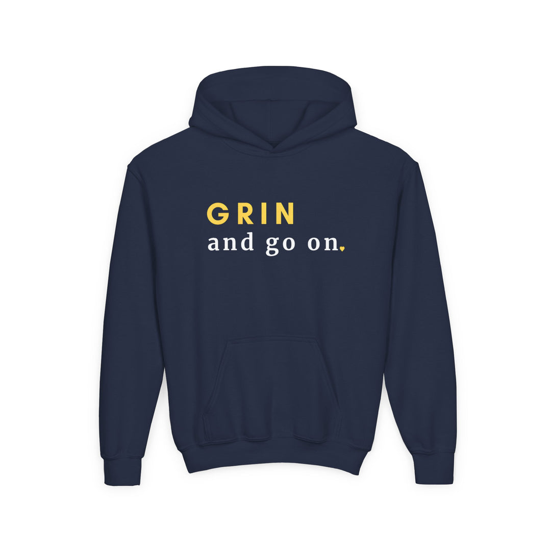 Kids Red Panda "Grin and Go On" Heavy Blend Hoodie | Back Print Design | Joyful & Playful | Inspirational Message