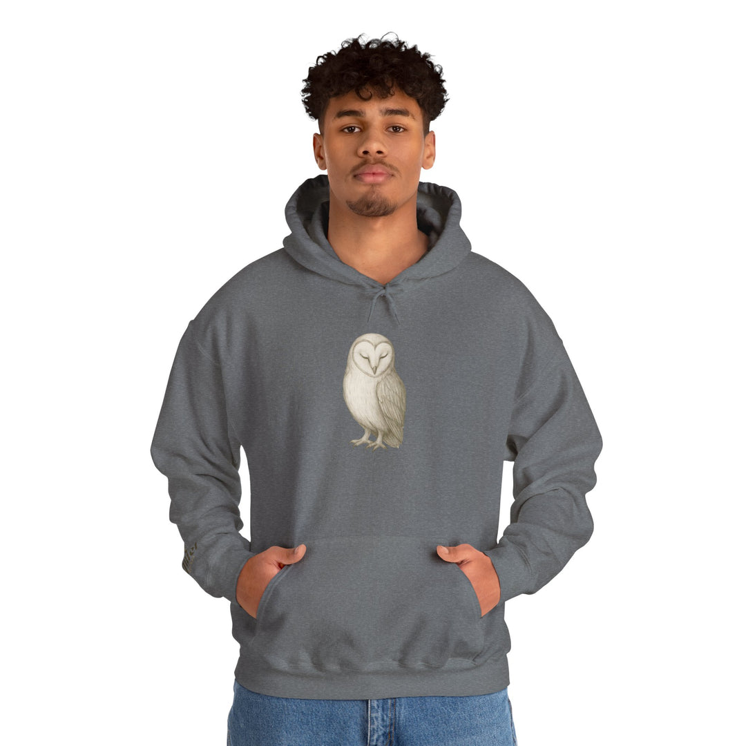 Let Quiet Lead – Barn Owl Edition | Calm & Centered Series | Unisex Heavy Blend™ Hooded Sweatshirt | Eco-Friendly Apparel