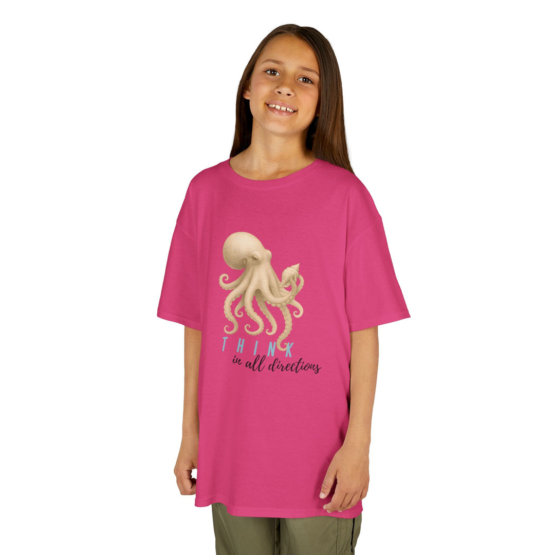 Kids Octopus Tee | "Think in All Directions" | Sketch Design | Eco-Conscious | Reflective & Wise