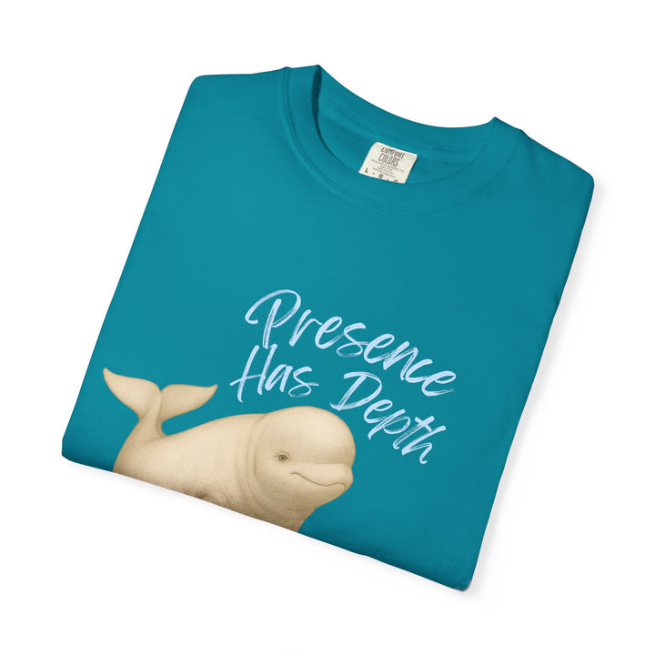 Presence Has Depth – Beluga Whale | Grounded & Gentle | Sketch Series by Pure Perspective | Eco Friendly Graphic Tee