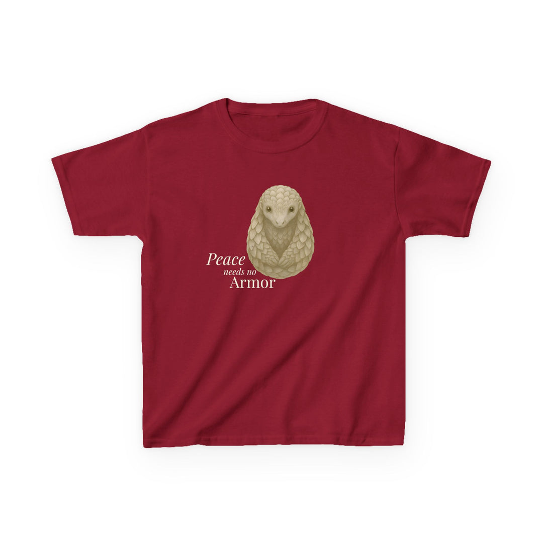 Kids Pangolin Tee | "Peace Needs No Armor" | Sketch Design | Eco-Conscious | Calm & Centered